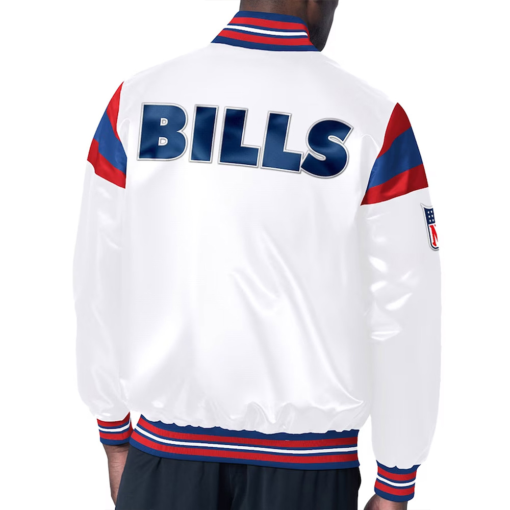 Buffalo Bills Midweight White Satin Jacket - Image 2