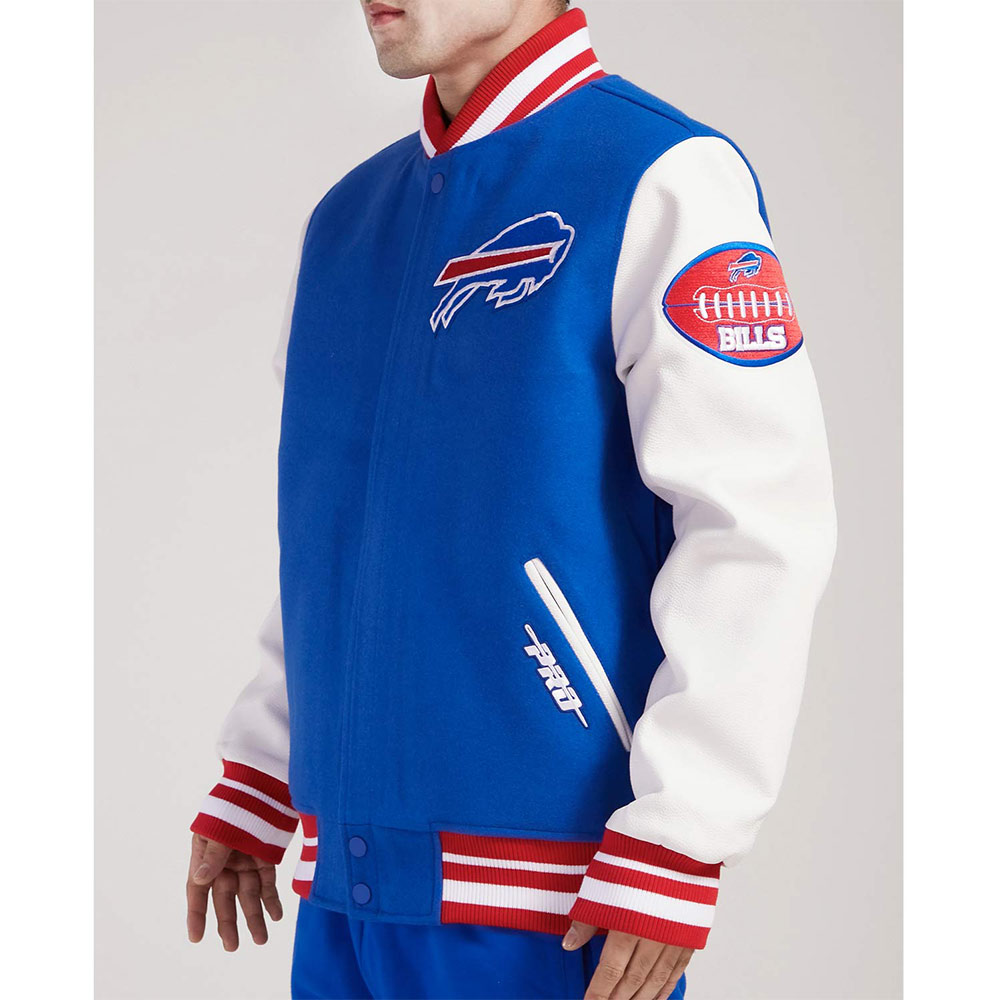 Buffalo Bills Old English Classic Rib Varsity Jacket - Image 7