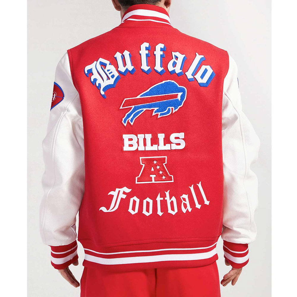 Buffalo Bills Old English Classic Rib Varsity Jacket - Image 4