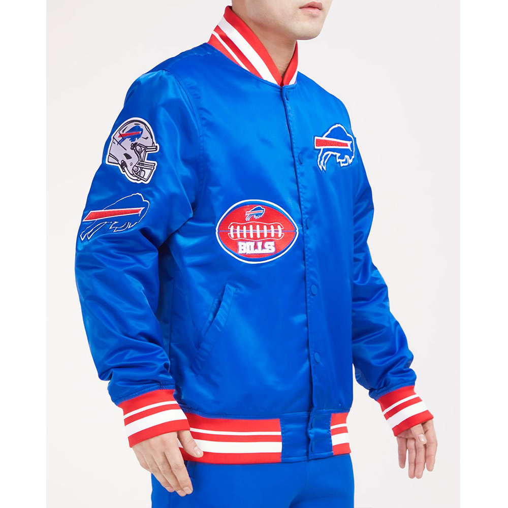 Buffalo Bills Old English Rib Royal Satin Jacket - Image 3