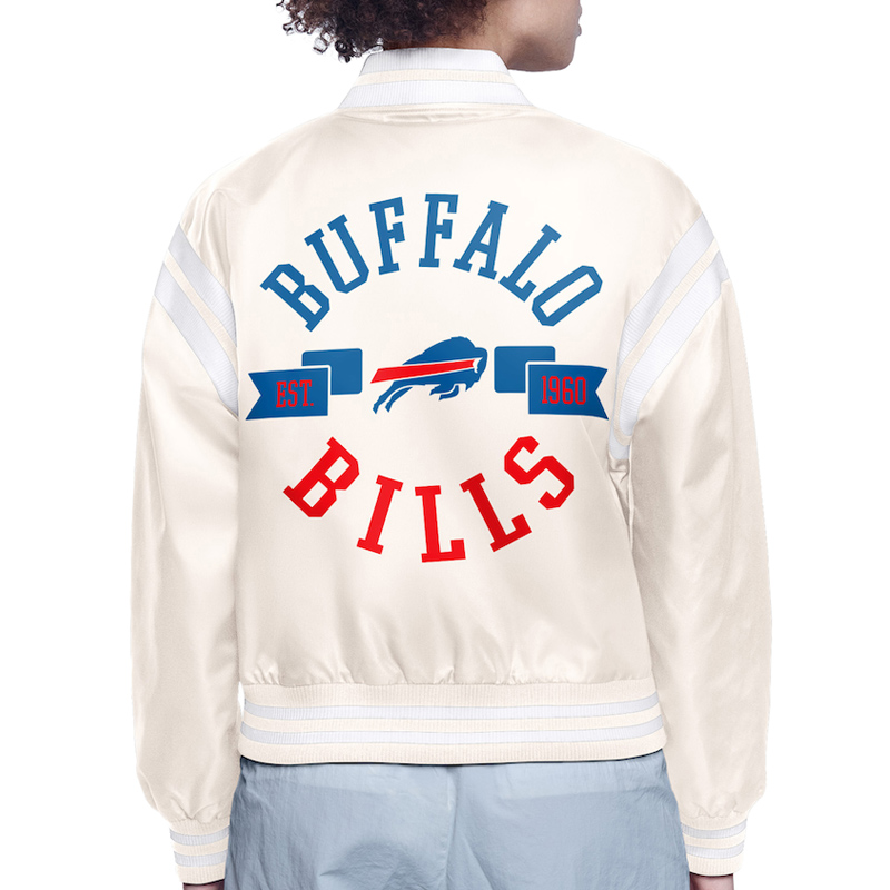 Buffalo Bills Printed Logo Varsity Satin Jacket - Image 4