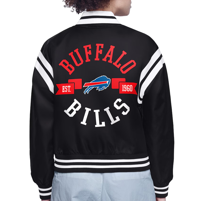 Buffalo Bills Printed Logo Varsity Satin Jacket - Image 3