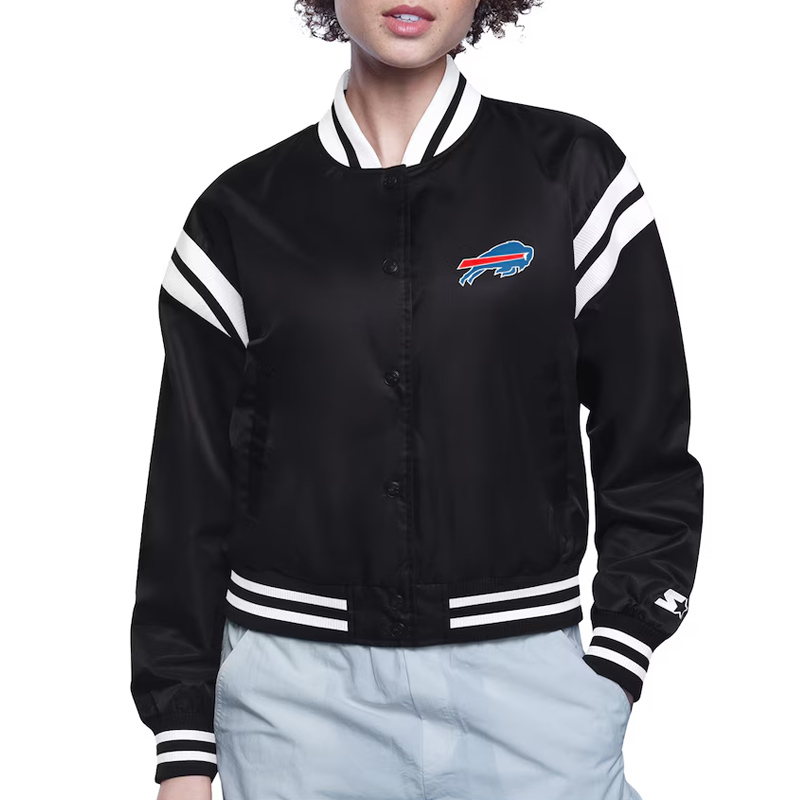 Buffalo Bills Printed Logo Varsity Satin Jacket