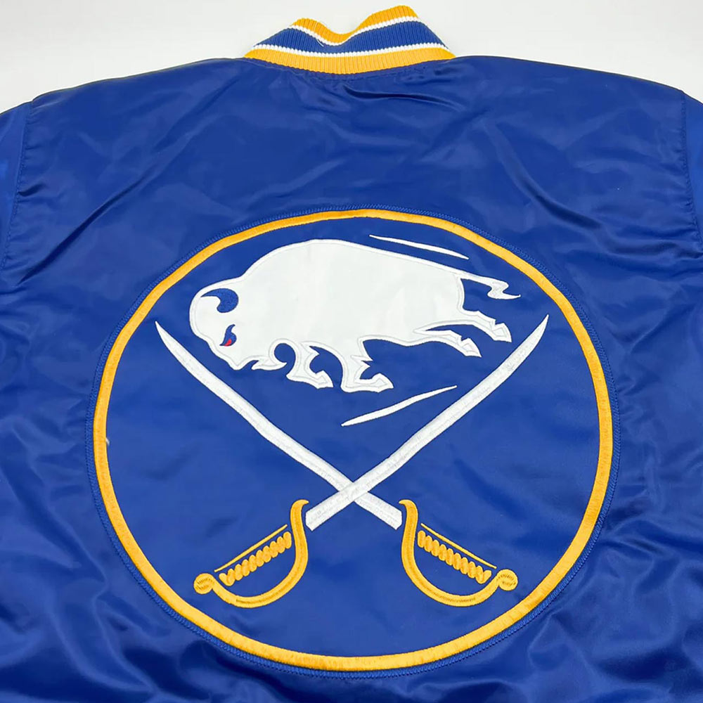 Buffalo Sabres Royal Snap Up Varsity Satin Jacket - Image 5