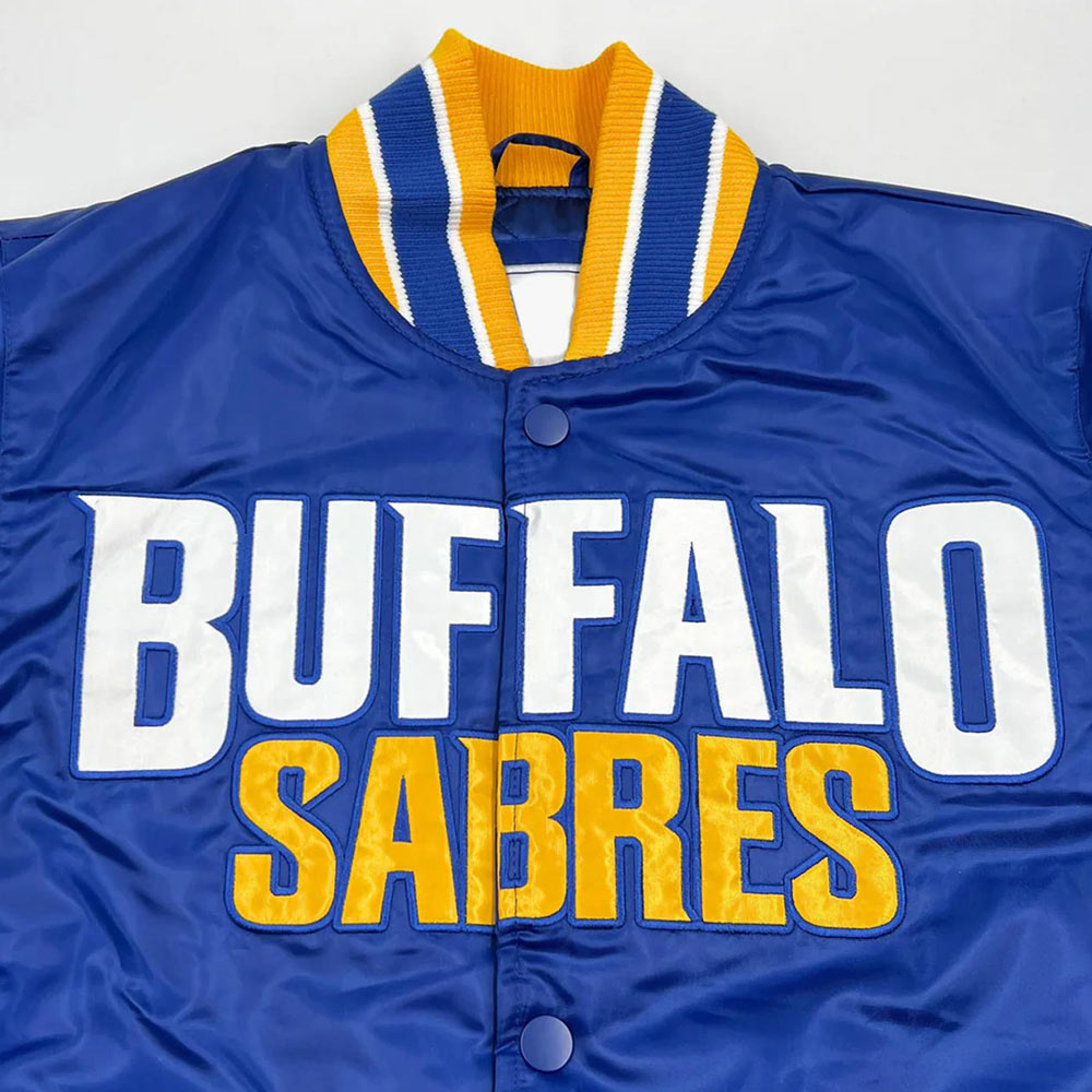 Buffalo Sabres Royal Snap Up Varsity Satin Jacket - Image 4