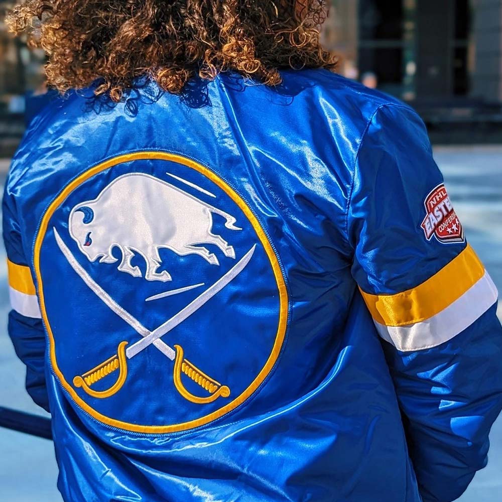 Buffalo Sabres Royal Snap Up Varsity Satin Jacket - Image 2