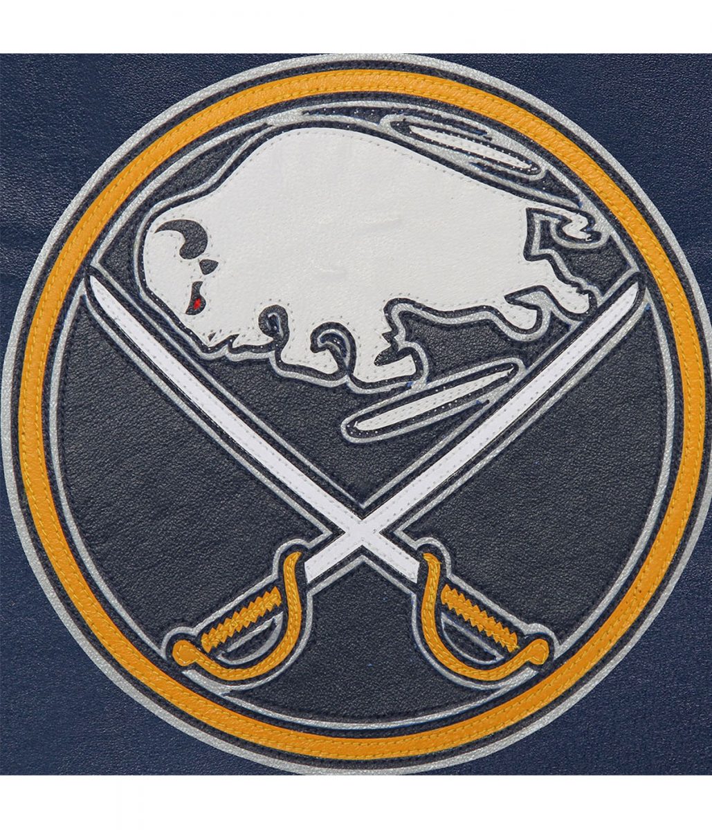 Varsity Buffalo Sabres Navy Blue Leather Jacket - Image 3