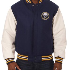 Varsity Buffalo Sabres Blue and White Two Tone Jacket