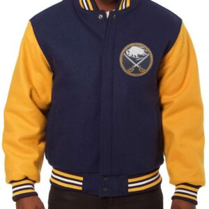 Varsity Buffalo Sabres Yellow and Navy Blue Jacket