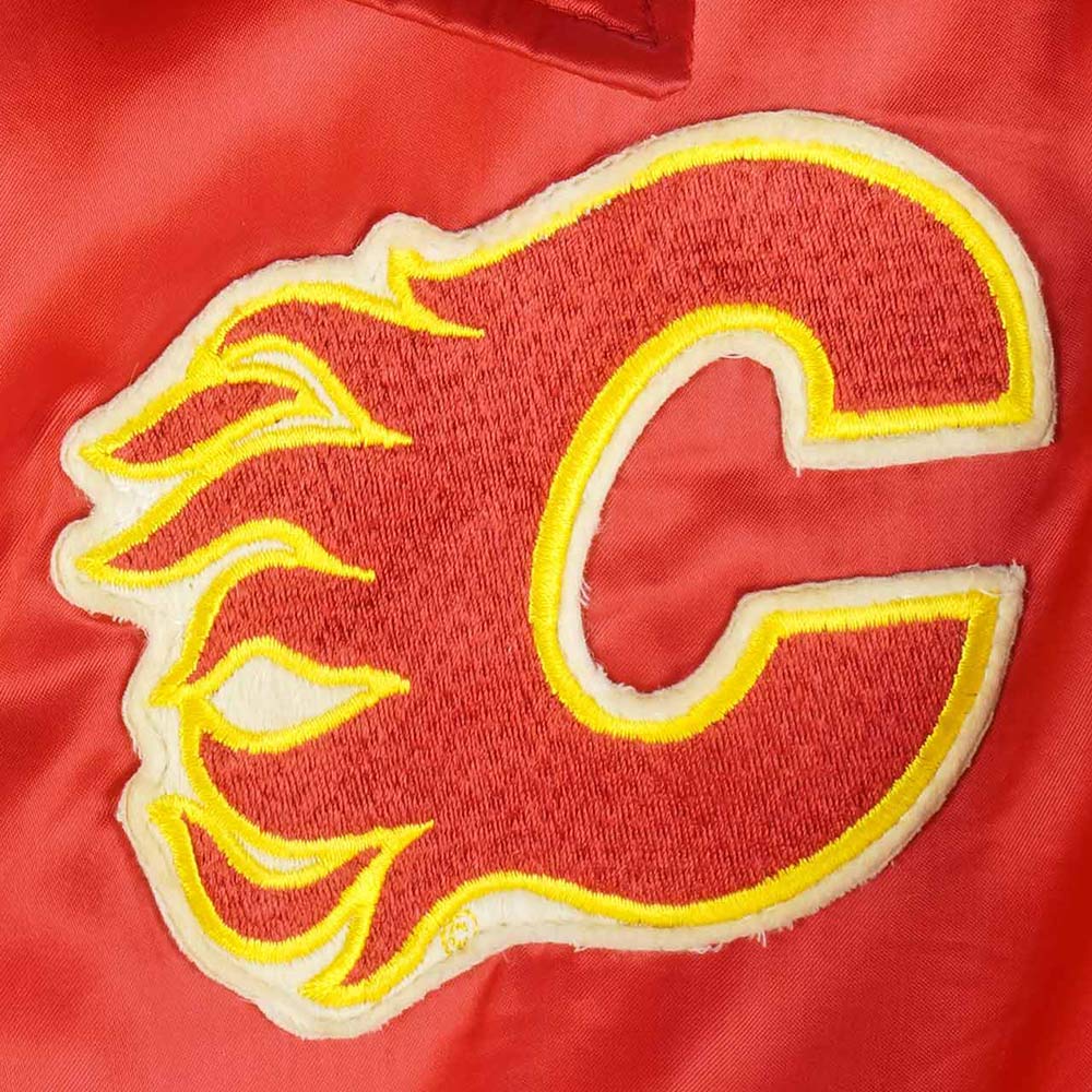 Calgary Flames 1980's Red Satin Jacket - Image 3
