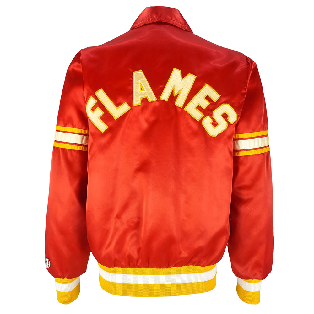 Calgary Flames 1980's Red Satin Jacket - Image 2