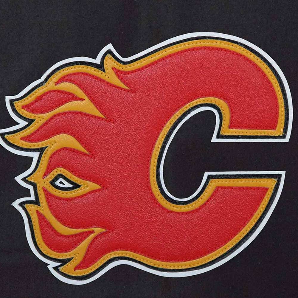 Varsity Calgary Flames Black and White Two-Tone Jacket - Image 3