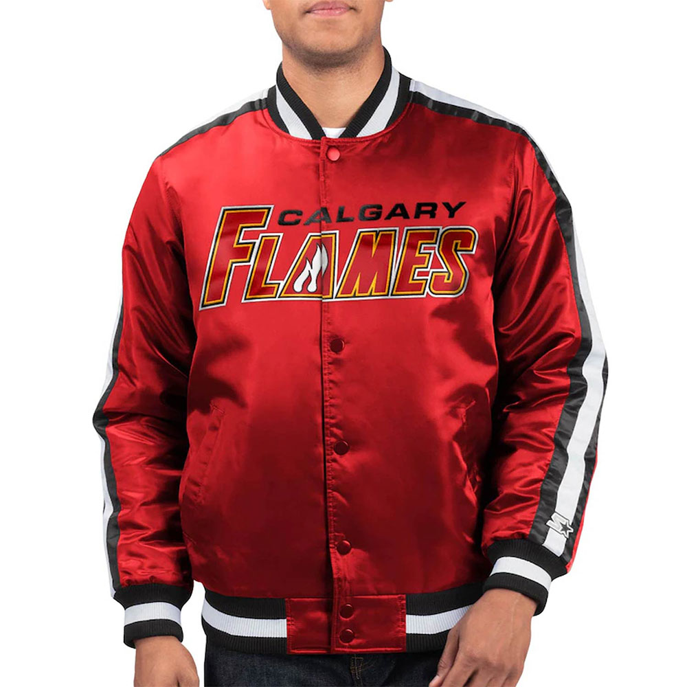 Calgary Flames Red O-Line Satin Jacket
