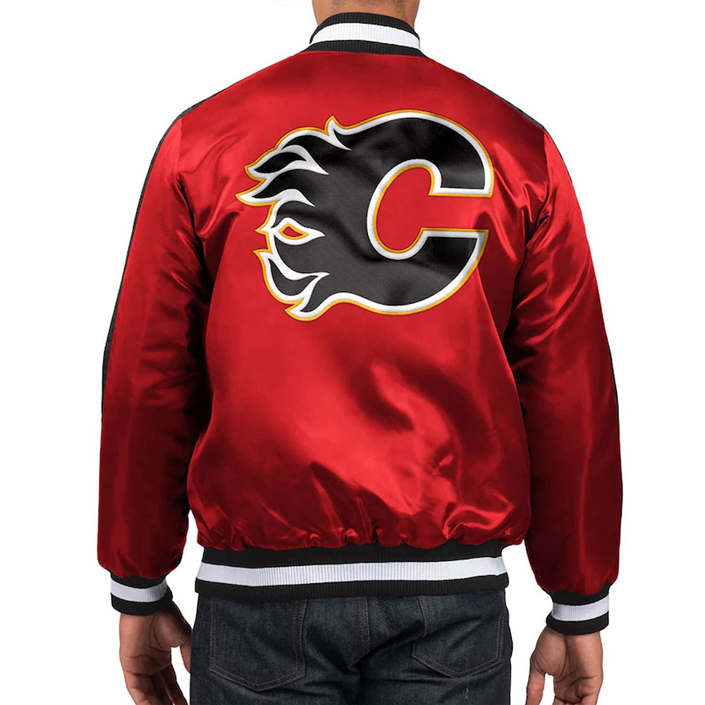 Calgary Flames Red O-Line Satin Jacket - Image 2
