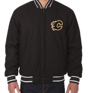 Varsity Calgary Flames Black Wool Jacket