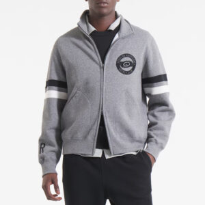 Carolina Hurricanes Heather Gray Striped Fleece Jacket