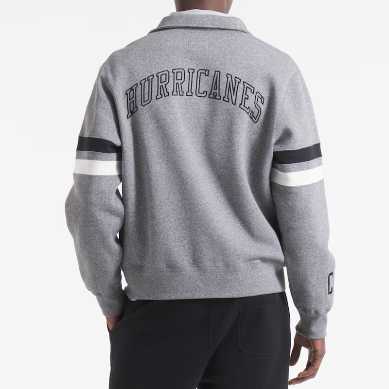 Carolina Hurricanes Heather Gray Striped Fleece Jacket - Image 2