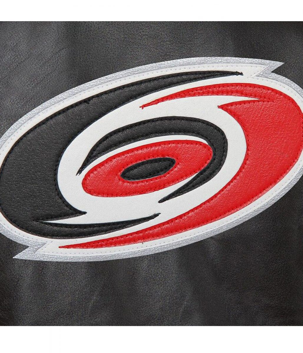 Varsity Carolina Hurricanes Black Leather Jacket - Image 3