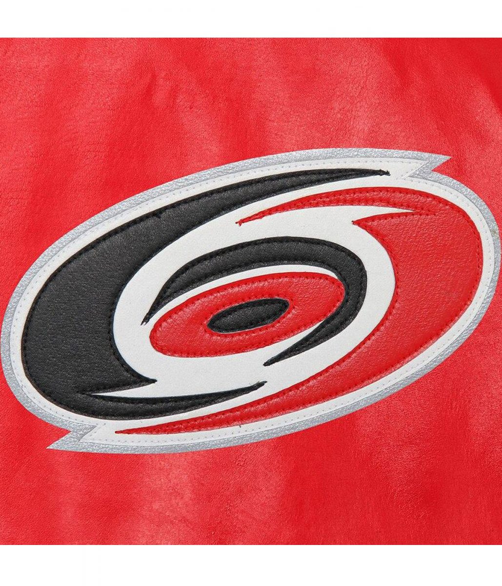 Varsity Carolina Hurricanes Red Leather Jacket - Image 3