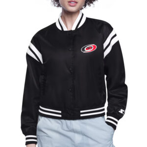 Carolina Hurricanes Printed Logo Varsity Satin Jacket