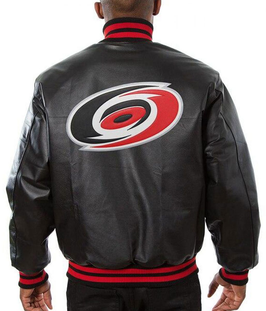 Varsity Carolina Hurricanes Black Leather Jacket - Image 2
