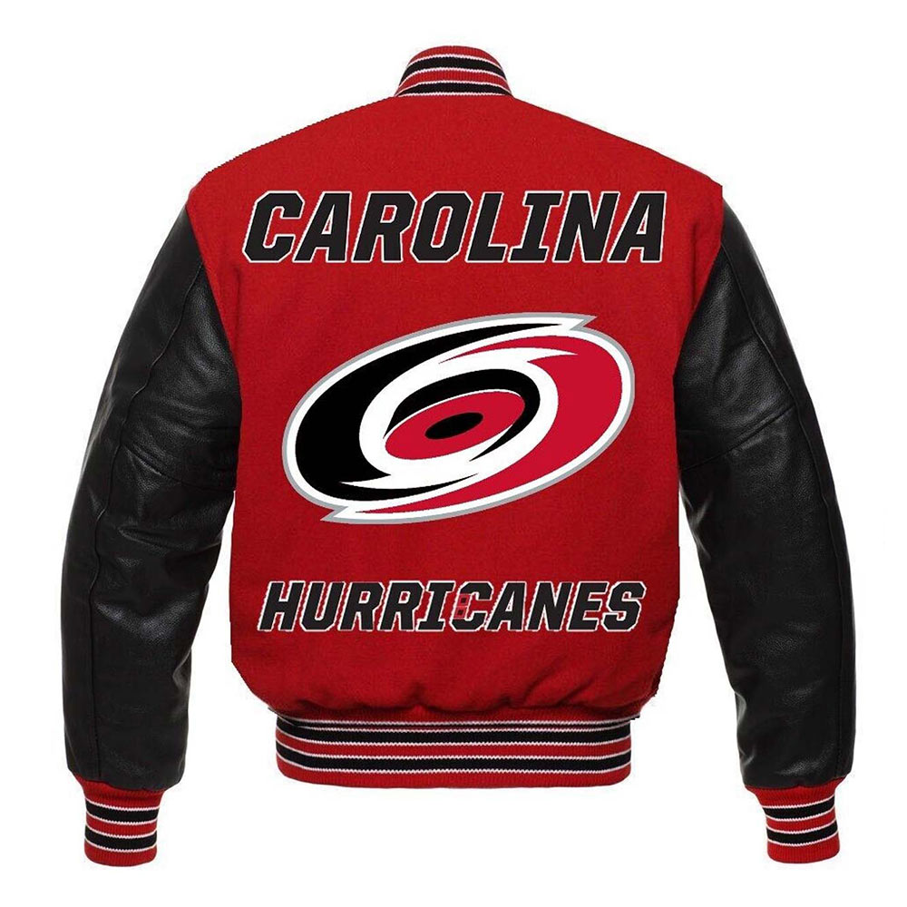 Carolina Hurricanes Varsity Red and Black Jacket - Image 2
