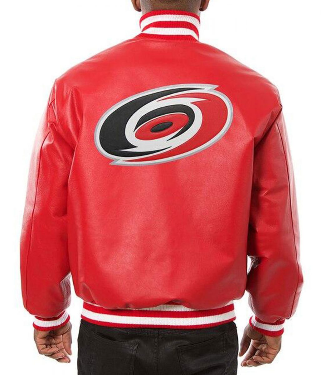 Varsity Carolina Hurricanes Red Leather Jacket - Image 2