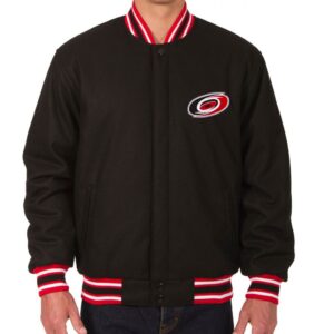 Varsity Carolina Hurricanes Black Wool Jacket