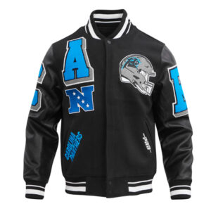 Carolina Panthers Mashup Rib Varsity Wool/Leather Jacket