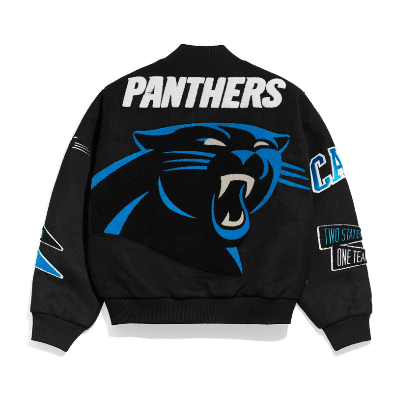 Carolina Panthers Pennant Black Varsity Wool Jacket - Image 2