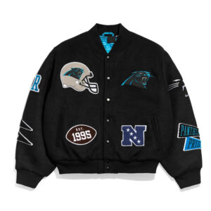Carolina Panthers Pennant Black Varsity Wool Jacket