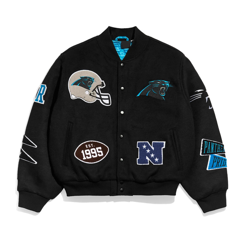 Carolina Panthers Pennant Black Varsity Wool Jacket