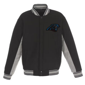 Carolina Panthers Black and Gray Varsity Wool Jacket