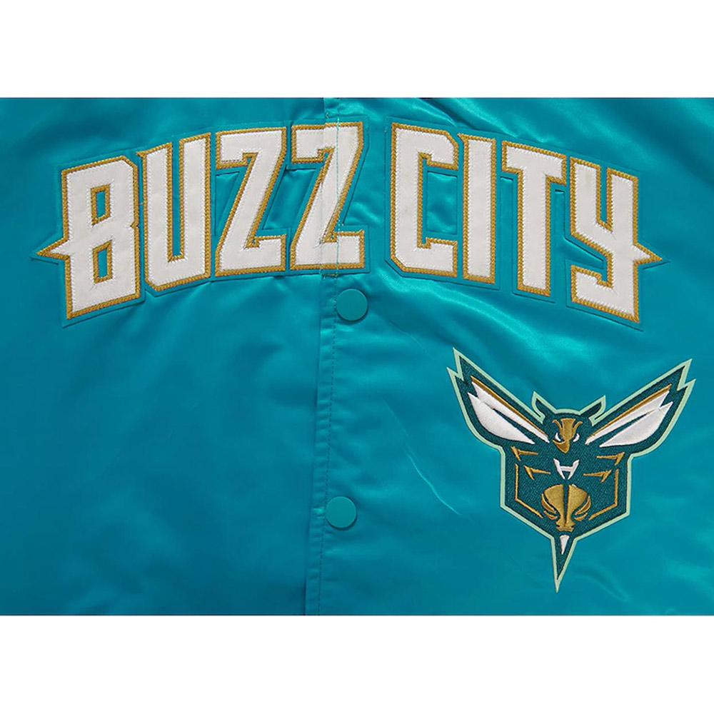 Charlotte Hornets 2023/24 City Edition Teal Satin Jacket - Image 5