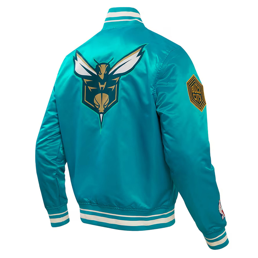 Charlotte Hornets 2023/24 City Edition Teal Satin Jacket - Image 2