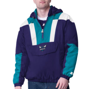 Purple/Teal Charlotte Hornets Charger Half-Zip Pullover Jacket