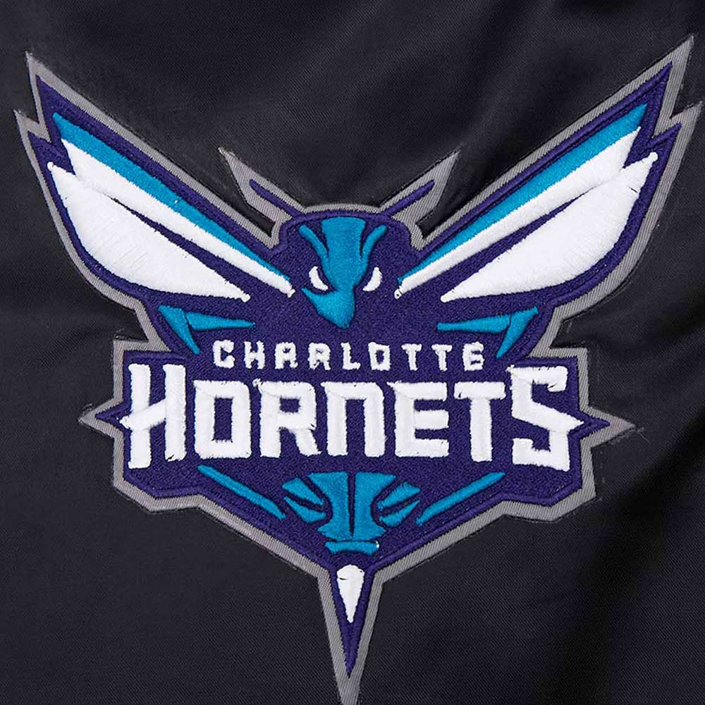 Charlotte Hornets Script Tail Black Satin Jacket - Image 6