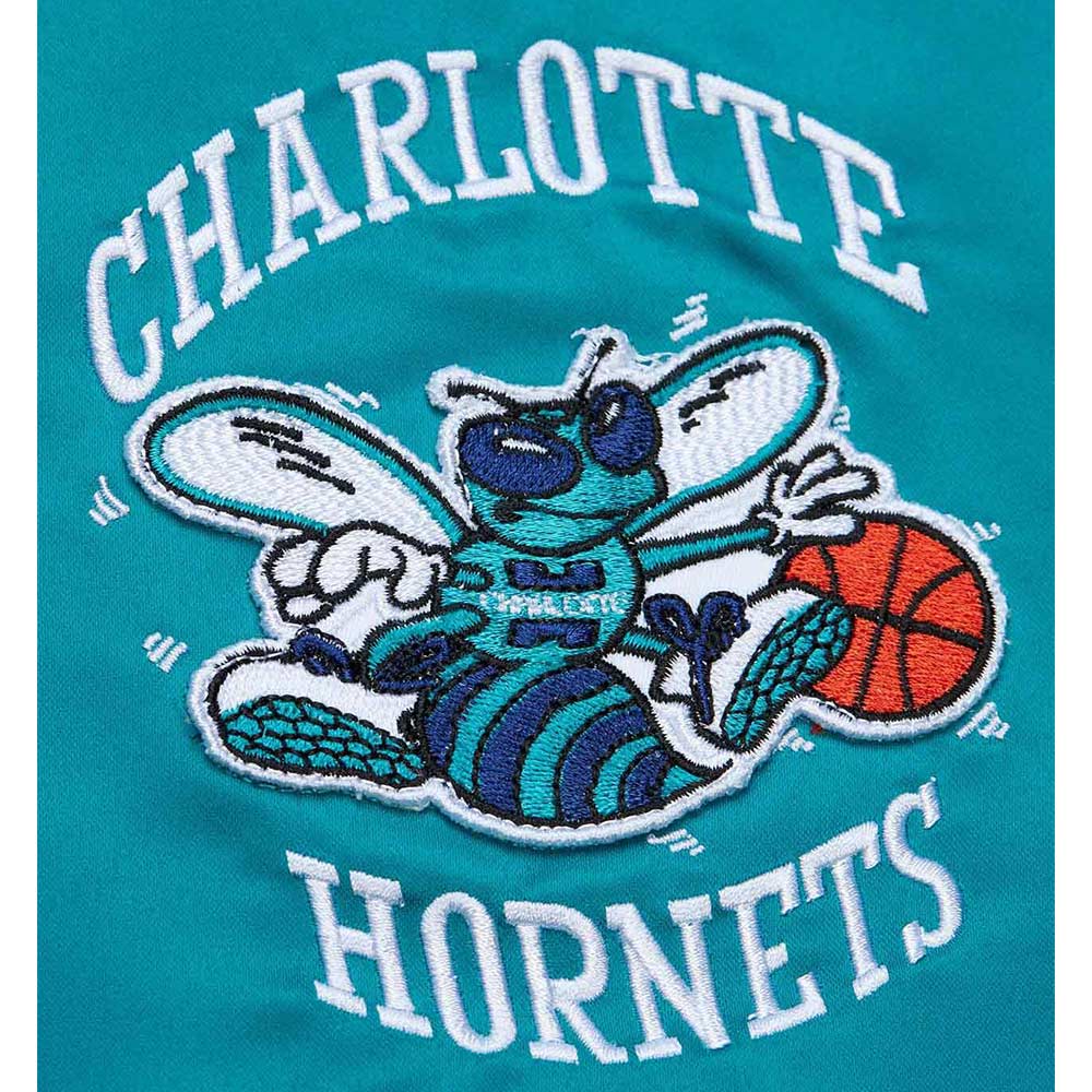 Charlotte Hornets Vintage Logo Aqua Lightweight Satin Jacket - Image 3