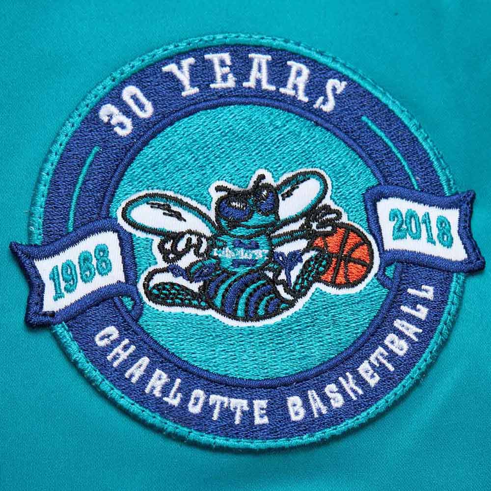 Charlotte Hornets Vintage Logo Aqua Lightweight Satin Jacket - Image 5