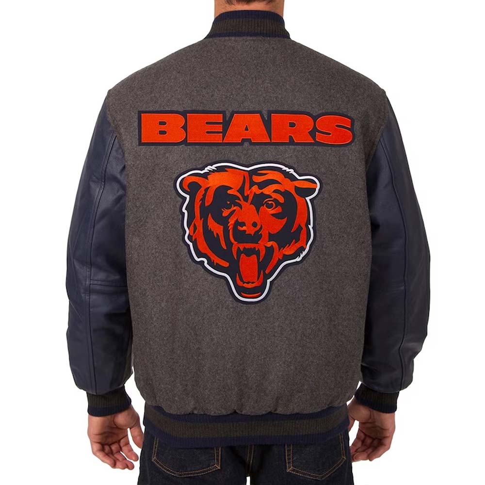 Chicago Bears Charcoal and Navy Varsity Jacket - Image 2