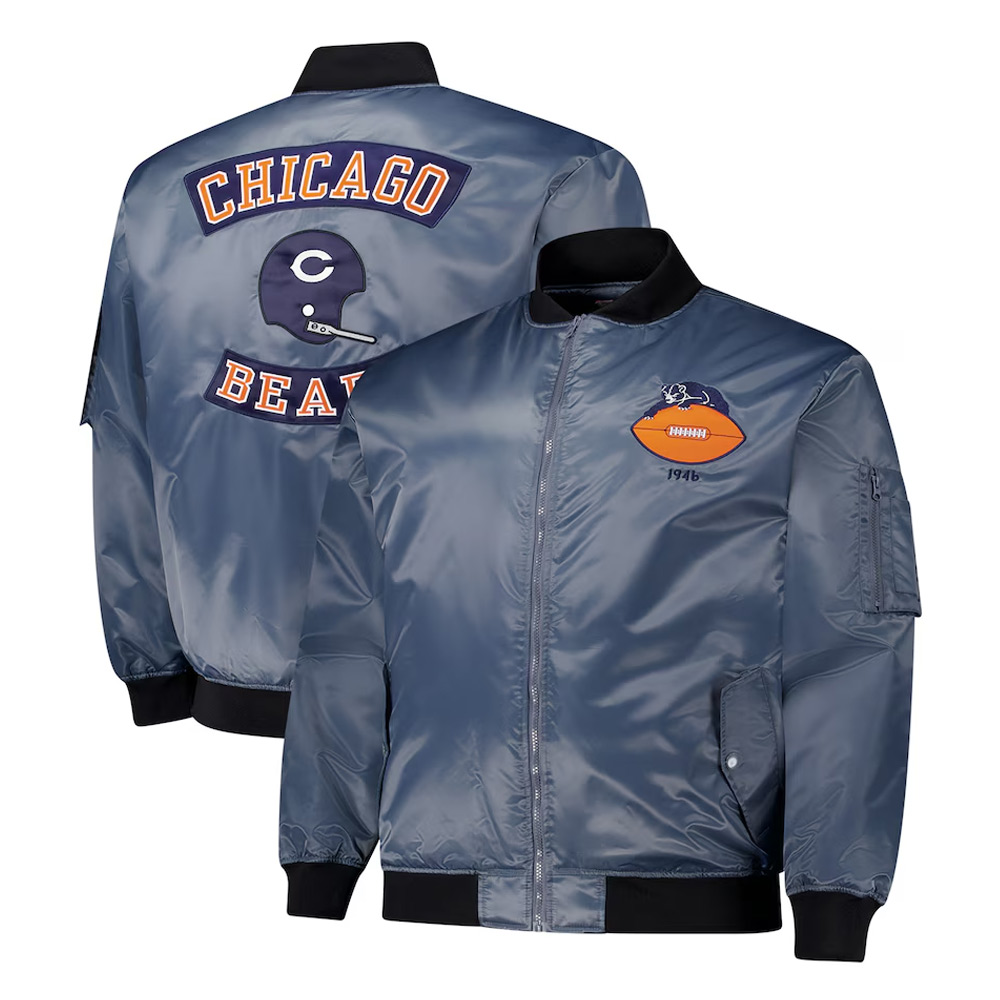 Chicago Bears Charcoal Bomber Full-Zip Jacket - Image 3