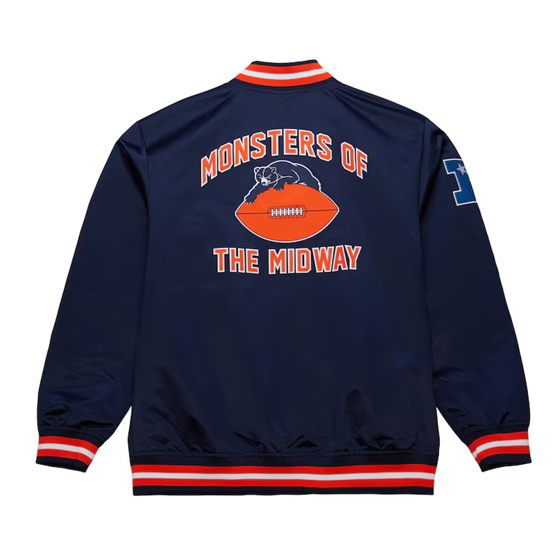 Chicago Bears Double Down Navy Satin Jacket - Image 4