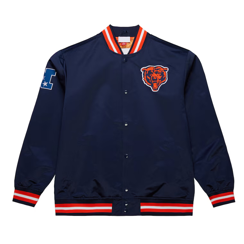 Chicago Bears Double Down Navy Satin Jacket - Image 3