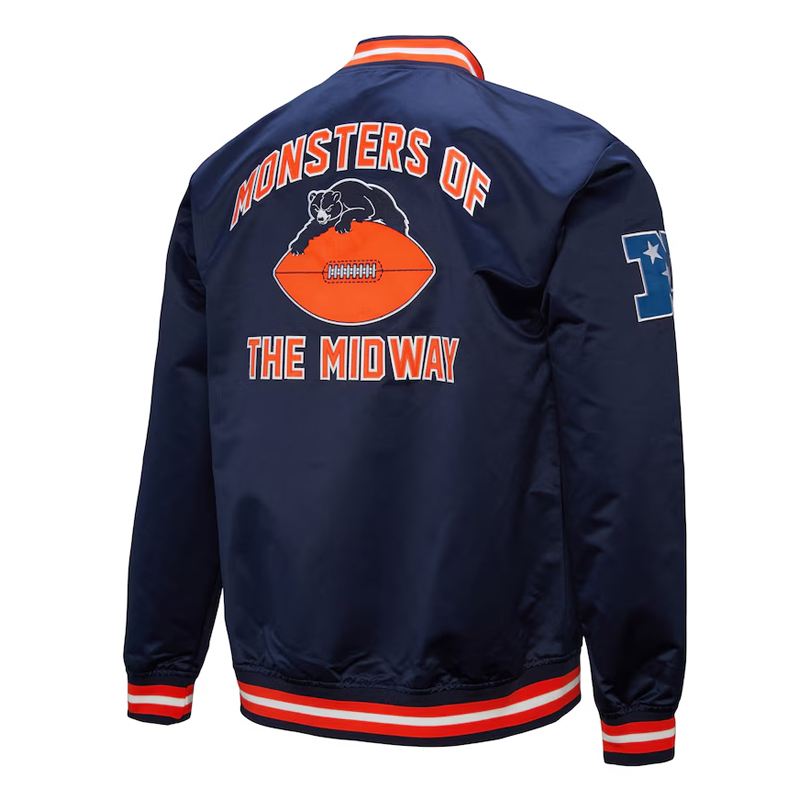 Chicago Bears Double Down Navy Satin Jacket - Image 2