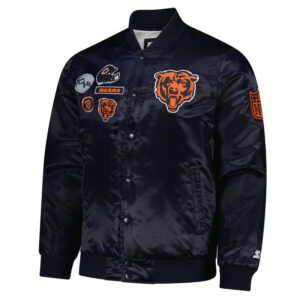 Chicago Bears Exclusive Navy Varsity Satin Jacket