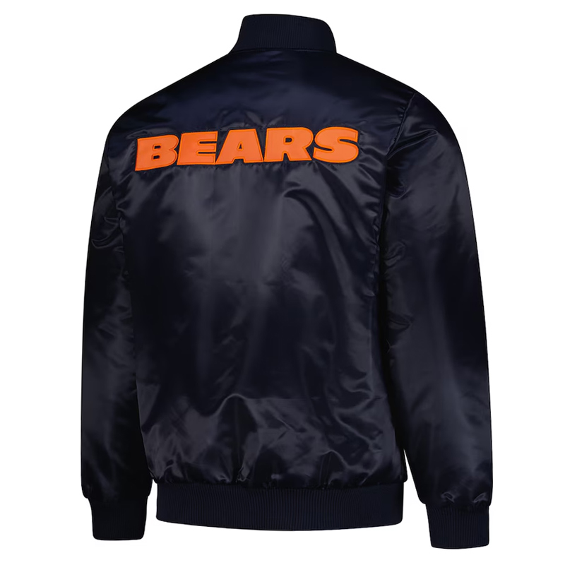 Chicago Bears Exclusive Navy Varsity Satin Jacket - Image 2