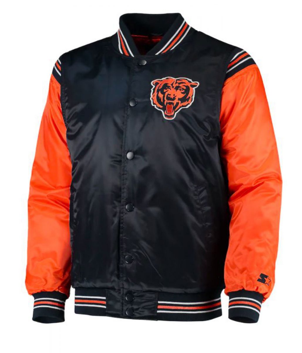 Chicago Bears Navy Blue and Orange Starter Varsity Jacket
