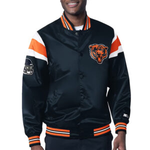 Chicago Bears Midweight Navy Satin Jacket