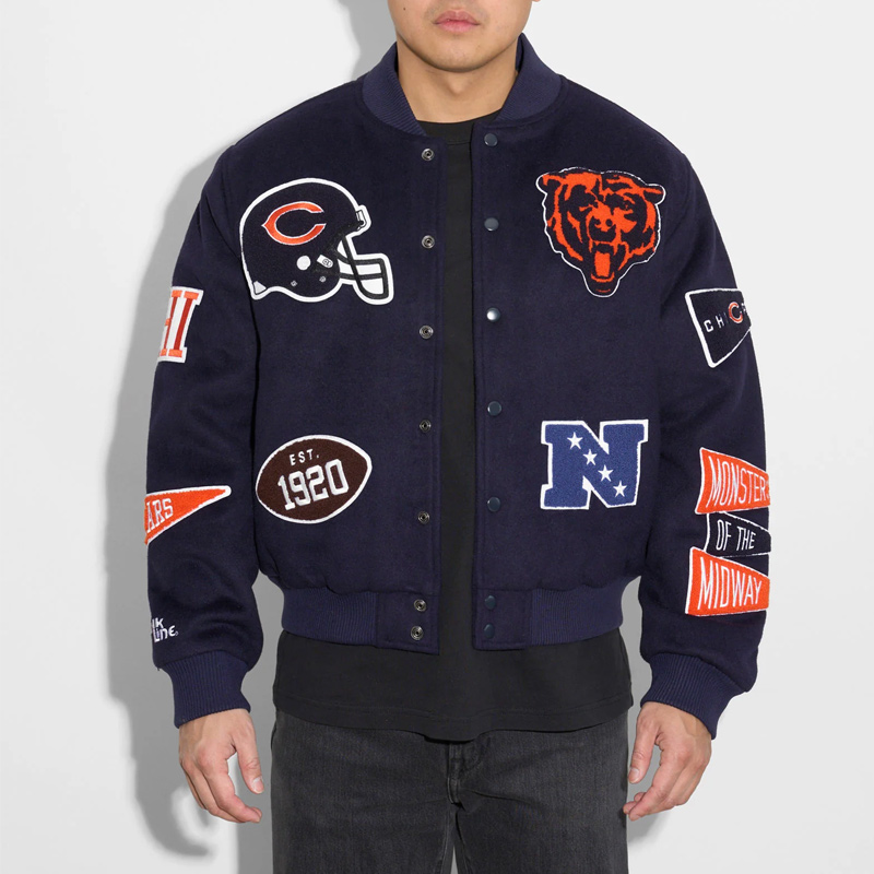 Chicago Bears Pennant Navy Varsity Wool Jacket - Image 3