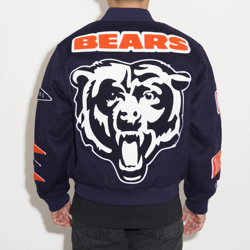 Chicago Bears Pennant Navy Varsity Wool Jacket - Image 4